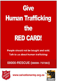 反人身売買のレッドカード、「人身売買にレッドカードを！」